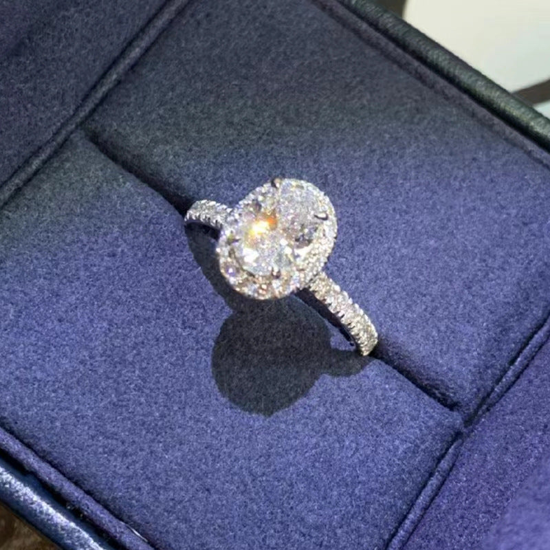 S925 Pure Silver High Carbon Diamond Proposal Dove Egg Ring