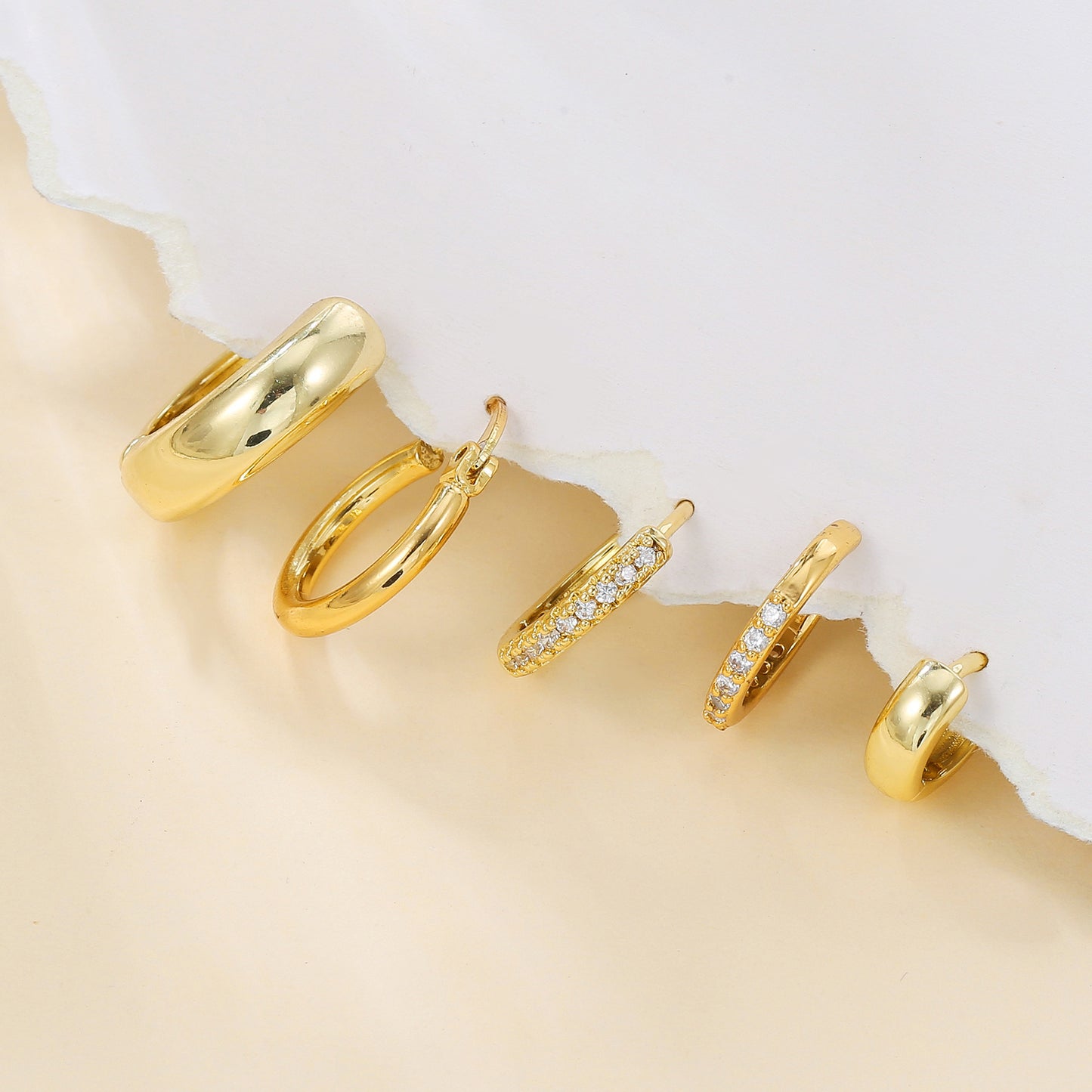 Simple Glossy Round Ring Earrings Suit