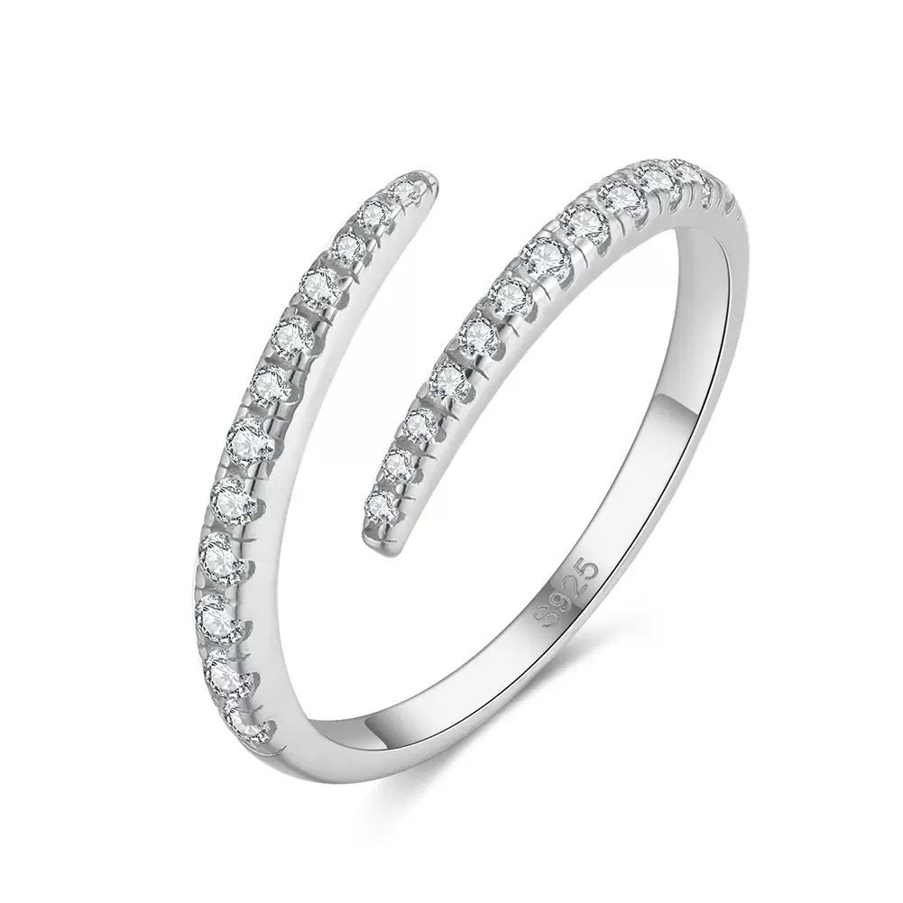 Silver S925 Diamond Moissanite Twisted Ring
